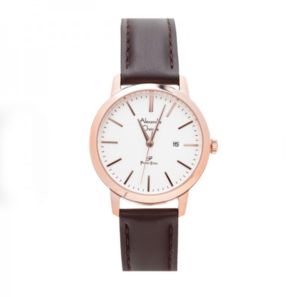 Alexandre Christie AC 1007 Rosegold White Leather Lady LDLRGSL